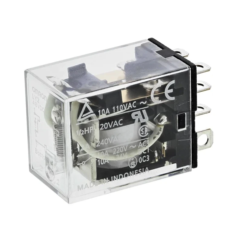 Omron DIN Rail Power Relay 48V DC Coil 10A Switching Current DPDT LY2 48VDC