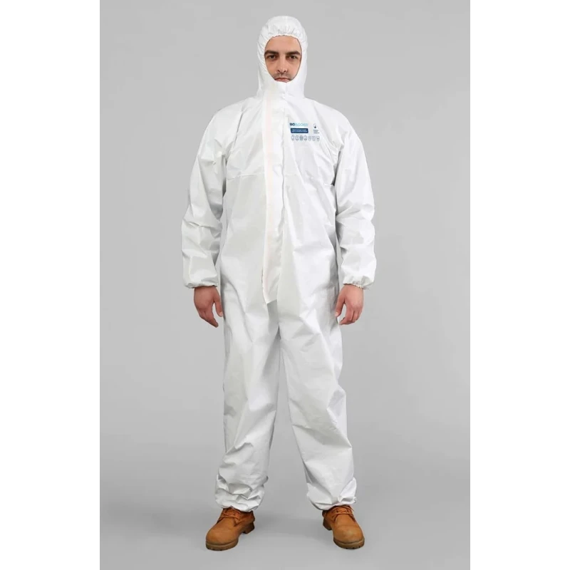 BioBlocked White Disposable Coverall Unisex L/XL 53.5 in Chest Size PS5657-2