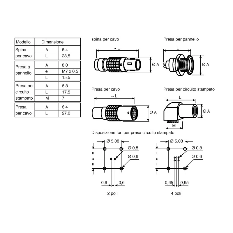 LEMO Circular Connector 4 Contacts Panel Mount 8 mm Socket Female IP50 00 B Series EGG.00.304.CLL