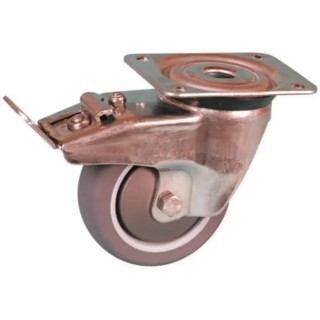 Guitel Hervieu Braked Swivel Castor with 100 mm Thermoplastic Rubber Wheel, Stainless Steel Frame, 90 kg Load Capacity 368753