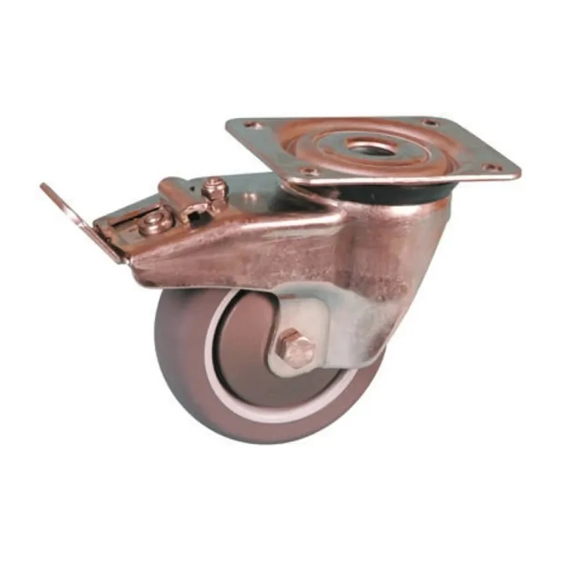 Guitel Hervieu Braked Swivel Castor with 100 mm Thermoplastic Rubber Wheel, Stainless Steel Frame, 90 kg Load Capacity 368753