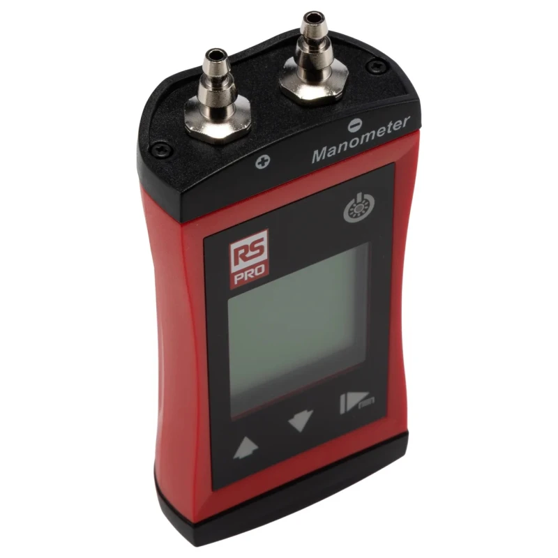 RS PRO Differential Manometer with 2 Pressure Ports, Max Pressure Measurement 200 mbar, LCD Backlight Display RS 1107