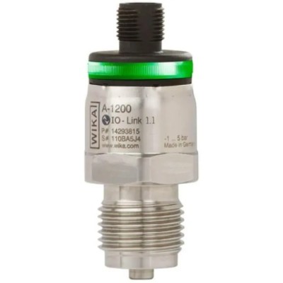 WIKA A-1200 Series Pressure Sensor, PNP Output, Absolute Reading, 0 to 6 bar, IP67 Rated, 316L Stainless Steel 46967528