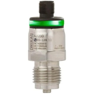 WIKA A-1200 Series Pressure Sensor PNP Output Absolute Reading 0-40 bar 10-32 V 316L Stainless Steel Housing 5 ms 46967534