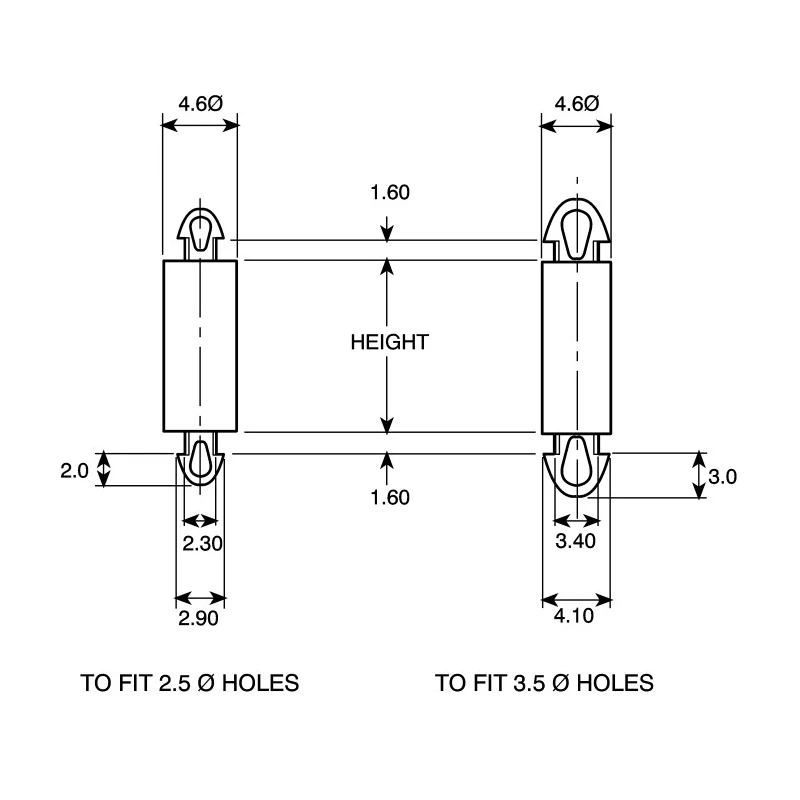 Essentra Nylon PCB Post 10 mm Height 16 mm Overall Height Snap-lock Fixing MDLSP-2-138-10M-1