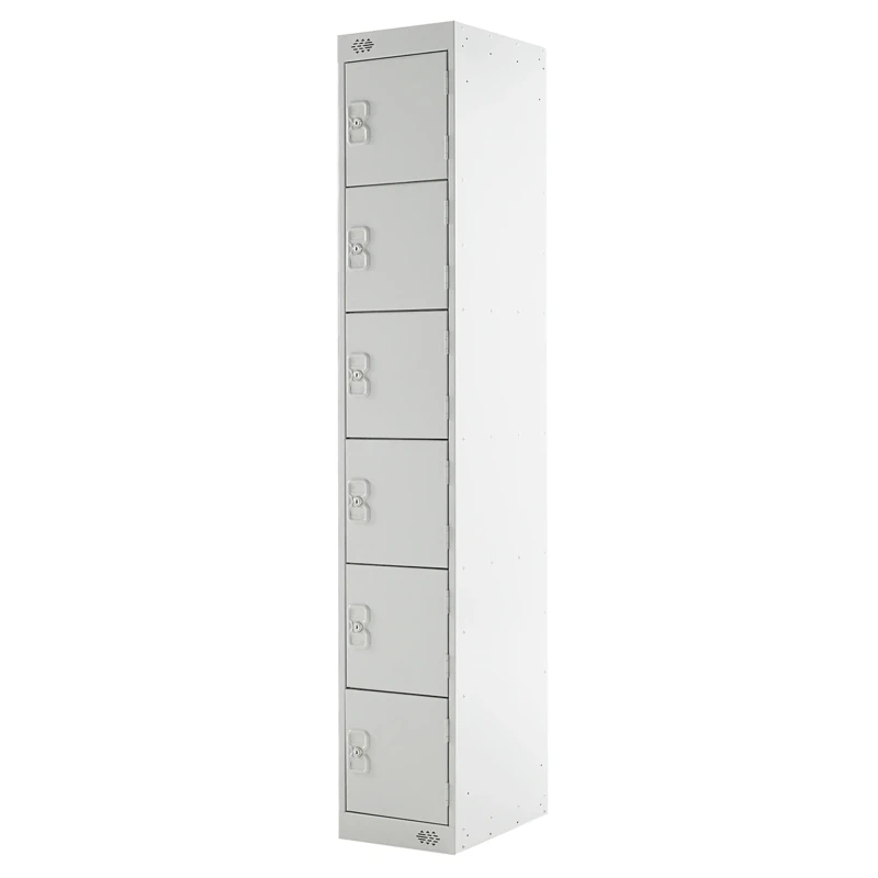 RS PRO 6 Door Steel Grey Industrial Locker 1800 mm x 300 mm x 450 mm 521-370