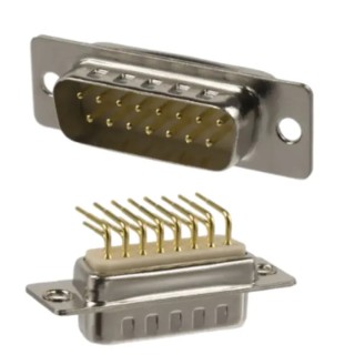Norcomp 15 Way Right Angle 2.75 mm Pitch Panel Mount D-Sub Connector with 4 to 40 Screw Lock Male 173-E15-113R001