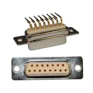 Norcomp 15 Way Right Angle 2.75 mm Pitch Panel Mount D-Sub Connector with 4 to 40 Screw Lock Female 173-E15-213R001