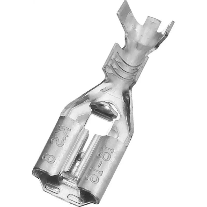 RS PRO Silver Uninsulated Female Spade Connector Crimp, 6.35 x 0.8 mm Tab Size, 18 AWG to 14 AWG, Brass with Tin 205-5300