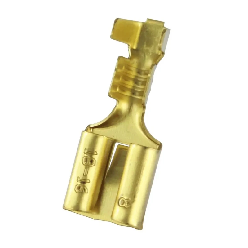 TE Connectivity RS PRO Gold Uninsulated Female Spade Connector, Crimp, 6.35 x 0.8 mm Tab Size 18 AWG to 16 AWG 205-5304