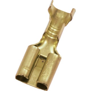 RS Pro RS PRO Gold Uninsulated Female Spade Connector, Crimp Termination, 6.35 x 0.8 mm Tab Size 22 AWG to 16 AWG 205-5306