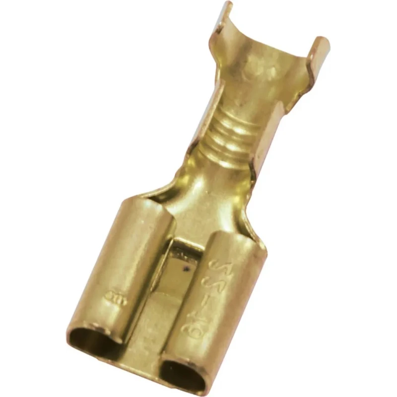 RS Pro RS PRO Gold Uninsulated Female Spade Connector, Crimp Termination, 6.35 x 0.8 mm Tab Size 22 AWG to 16 AWG 205-5306