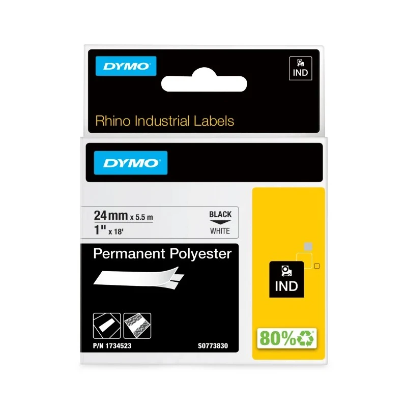 Dymo Black on White Label Printer Tape 24 mm Width 5.5 m Length for Rhino 6000 1734523