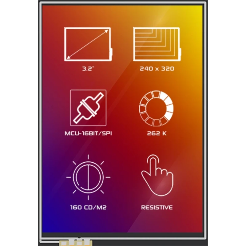 4D Systems LCD Colour Display Touch Screen 81.28 mm 240 x 320 pixel 4DLCD-32320240-RTP