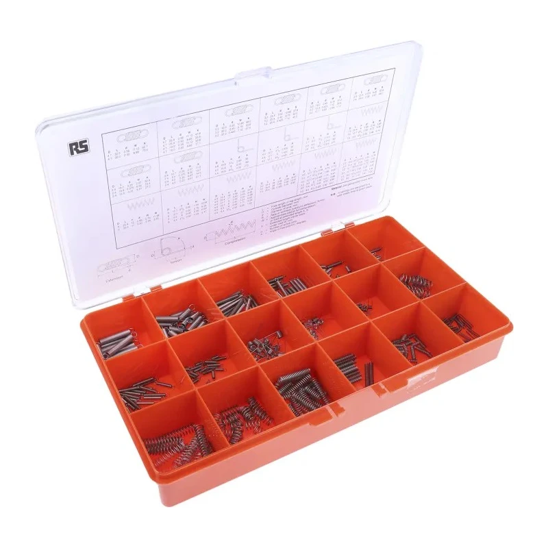 RS PRO Zinc Plated Steel Torsion, Extension, Compression Spring Kit 378 Pieces 523-008