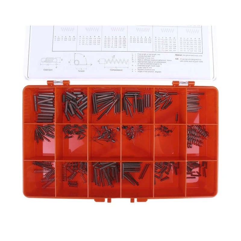 RS PRO Zinc Plated Steel Torsion, Extension, Compression Spring Kit 378 Pieces 523-008