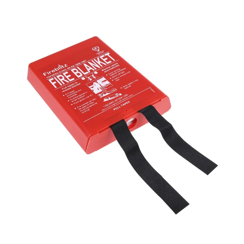 Topspec Euro Fibreglass Plastic Fire Blanket Red Hard Plastic Container 1m x 1m FBB110-HP