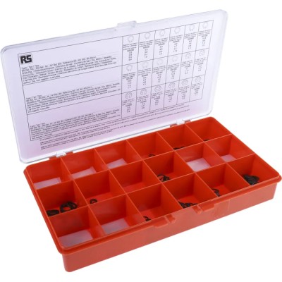 RS PRO Steel Circlip Kit 890 Piece Set for 2.25 mm to 8 mm Shafts 523-165