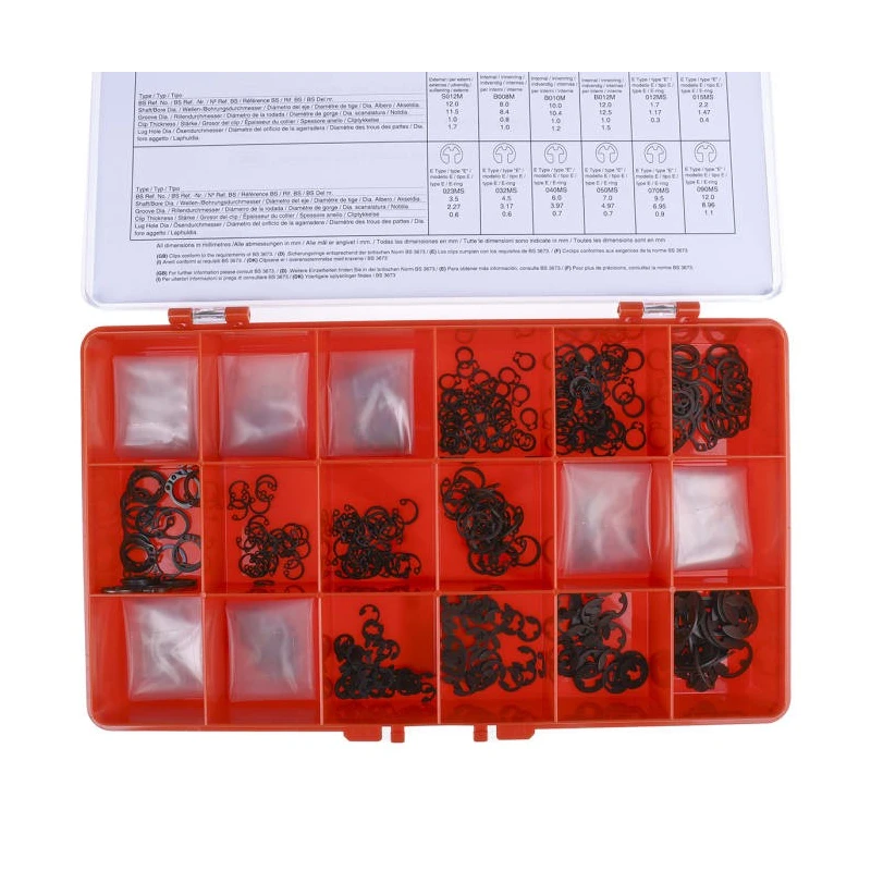 RS PRO Steel Circlip Kit 890 Piece Set for 2.25 mm to 8 mm Shafts 523-165