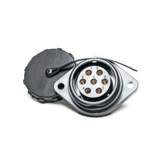 RS PRO Circular Connector 7 Contacts Flange Socket Female Nylon Polycarbonate IP68 500V 25A 206-5255