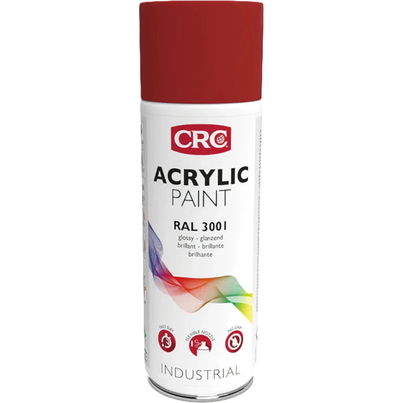 CRC 400 ml Red Gloss Spray Paint Acrylic Nitro-Combi Base RAL 3001 1.5m² Coverage 33270
