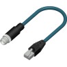 RS PRO Cat6a Ethernet Cable M12 Male to RJ45 Male 1 m Teal Shielded PVC Cat6a