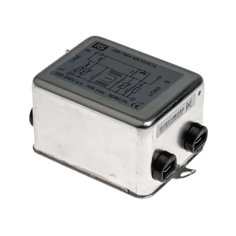 RS PRO Chassis Mount RFI Filter 10 A 240 V AC 50Hz, 60 Hz, Fast-On Termination MA05/10 206-7904
