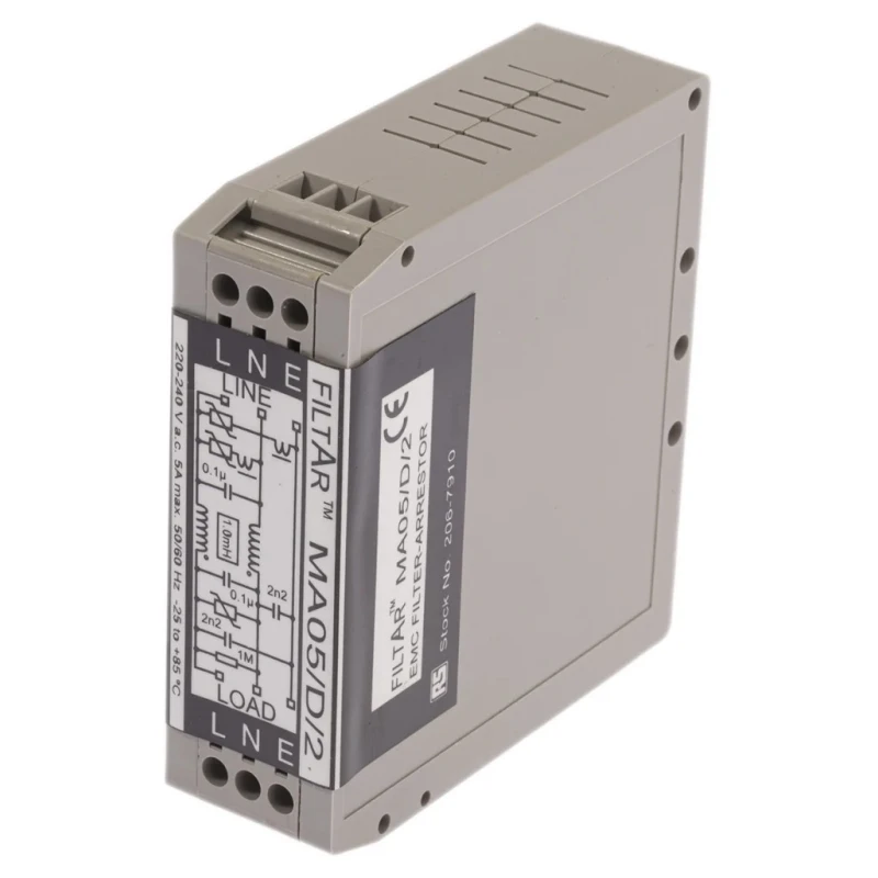 RS PRO Surge Suppressor Unit with 253V Maximum Voltage, 6.5 kA Maximum Surge Current, EMC Filter, DIN Rail Mount 206-7910