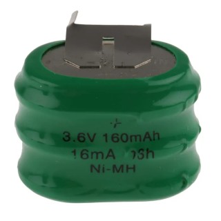 RS PRO 3.6 V Nickel Metal Hydride Button Rechargeable Battery, 160 mAh 525-792