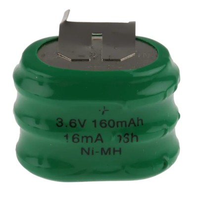 RS PRO 3.6 V Nickel Metal Hydride Button Rechargeable Battery, 160 mAh 525-792