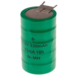 RS PRO 6 V Nickel Metal Hydride Button Rechargeable Battery 330mAh 46x25.5x5mm PCB Pins 525-815