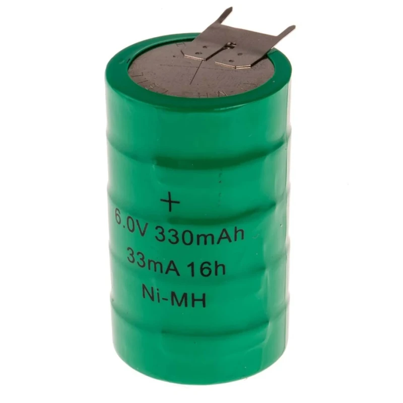 RS PRO 6 V Nickel Metal Hydride Button Rechargeable Battery 330mAh 46x25.5x5mm PCB Pins 525-815