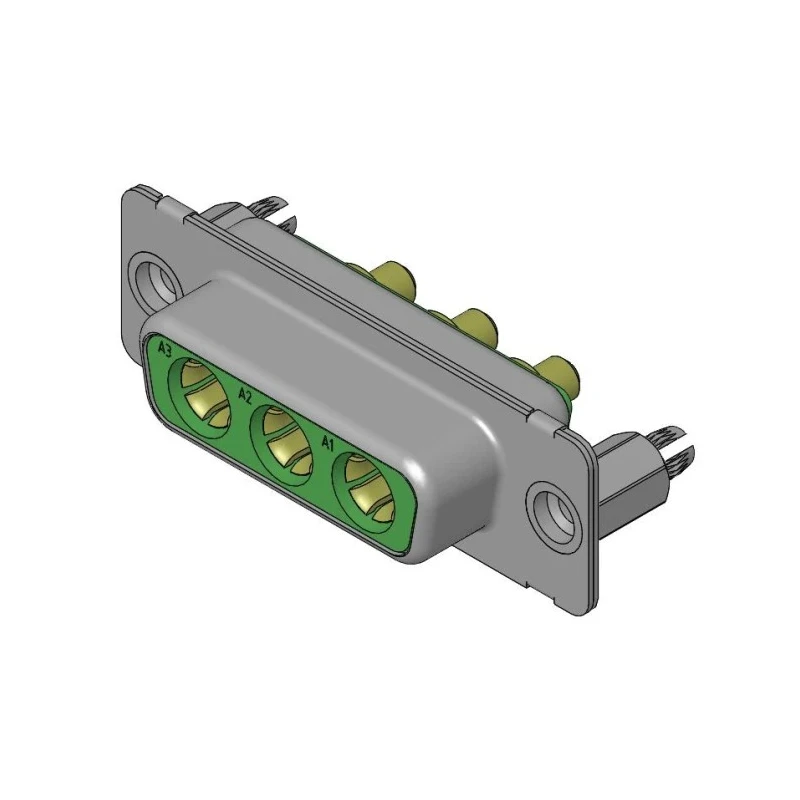 FCT from Molex 3 Way Straight PCB D-Sub Connector Female 6.86 mm Pitch 20A Current FM3W3S-1410 / 1731071940