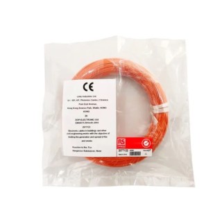 RS PRO Orange Hook Up Wire 24 AWG 1/0.51 mm Silver Plated Copper Core 50 m Ethylene Tetrafluoroethylene 207-7124