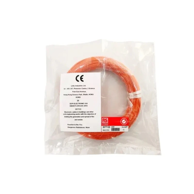 RS PRO Orange Hook Up Wire 24 AWG 1/0.51 mm Silver Plated Copper Core 50 m Ethylene Tetrafluoroethylene 207-7124