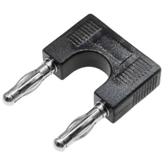 RS Pro Black Male 4 mm Banana Double Connector Plug 30V 32A Nickel Plating 208-0236