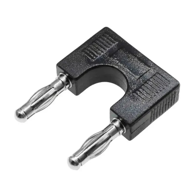 RS Pro Black Male 4 mm Banana Double Connector Plug 30V 32A Nickel Plating 208-0236