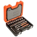 Bahco 40-Piece 1/2 in Standard Socket Set Drive Size 1/2 in Socket Size 10 to 32 mm Alloy Steel S400