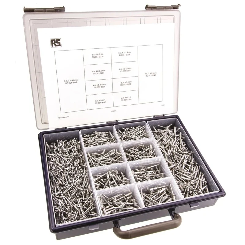 Mapa Aluminium Open End Plain Steel Mandrel Pop Rivet Set 1600 Pieces for Materials 3.2 mm to 11.1 mm Thick 529-176