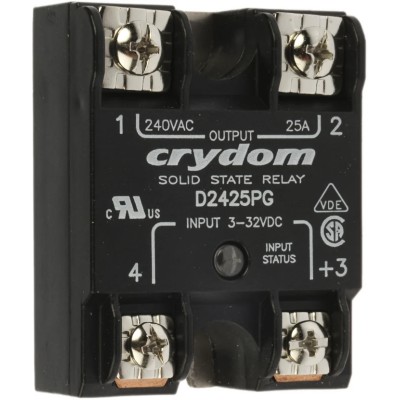 Crydom 1 Series Solid State Relay Panel Mount 25A Load 280 Vrms Maximum Load Voltage 32V Control D2425PG