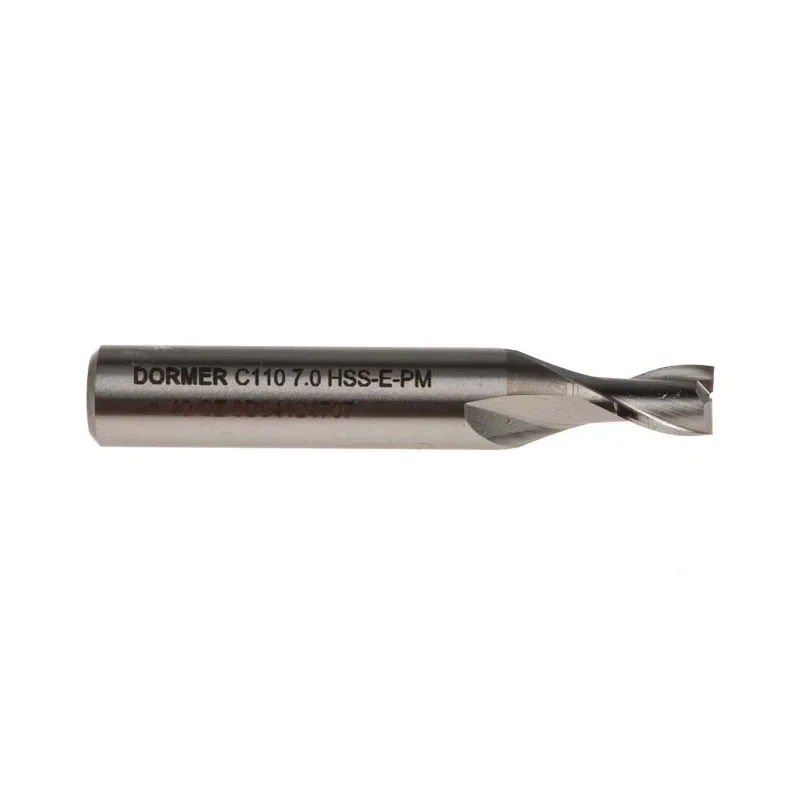 Dormer Plain Slot Drill 2 Flutes, 7 mm Cutter Diameter, Plain Shank, Cobalt High Speed Steel, 60mm Overall Length C1107.0