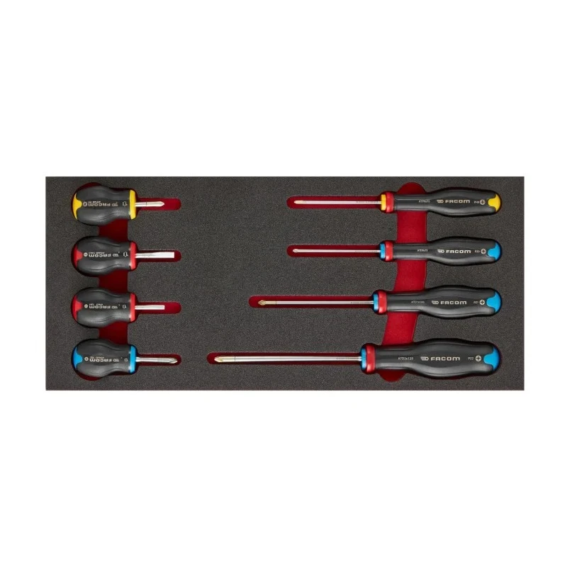 Facom Phillips, Pozidriv, Slotted Standard Screwdriver Set, 8-Piece MODM.AT3PB