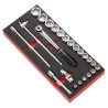 Facom 23-Piece 1/2 in 6 Point Socket Set, Chrome Vanadium Steel, Bright Chrome Finish MODM.S1APB