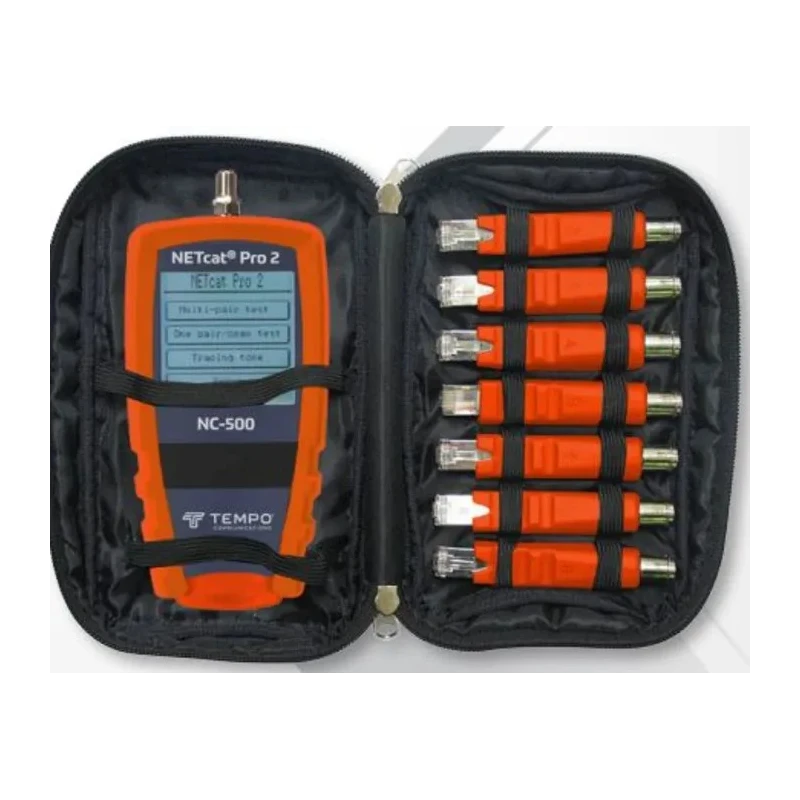 Tempo Network Cable Tester Kit with 8 Remotes Coaxial UTP STP LAN Cat5 Cat5e Cat6 LCD Battery Operated NC-520