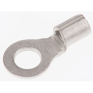 RS PRO Uninsulated Ring Terminal, M4 Stud Size, 16 AWG to 14 AWG Wire, Copper Tin Plated, 21mm Length 208-2622