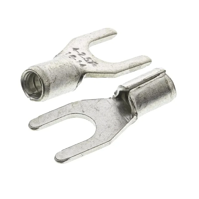 RS PRO Uninsulated Fork Terminal 16 AWG to 14 AWG M4 Stud Size Silver 208-2666