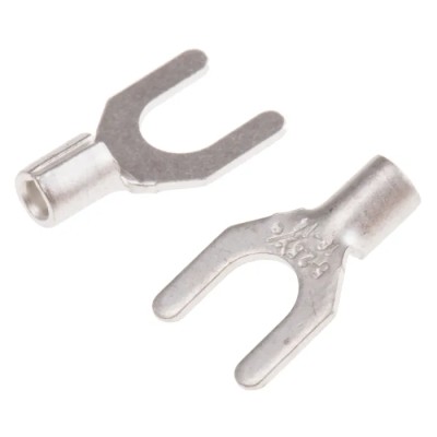 RS PRO Uninsulated Fork Terminal 16 AWG to 14 AWG M5 Stud Size Silver 208-2650