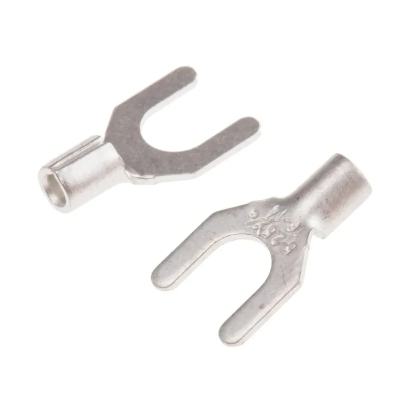 RS PRO Uninsulated Fork Terminal 16 AWG to 14 AWG M5 Stud Size Silver 208-2650