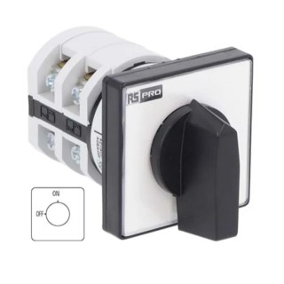 RS PRO 3 Pole 3-Position Panel Mount Rotary Cam Switch 20A 690V Knob Actuator 90° 208-3927