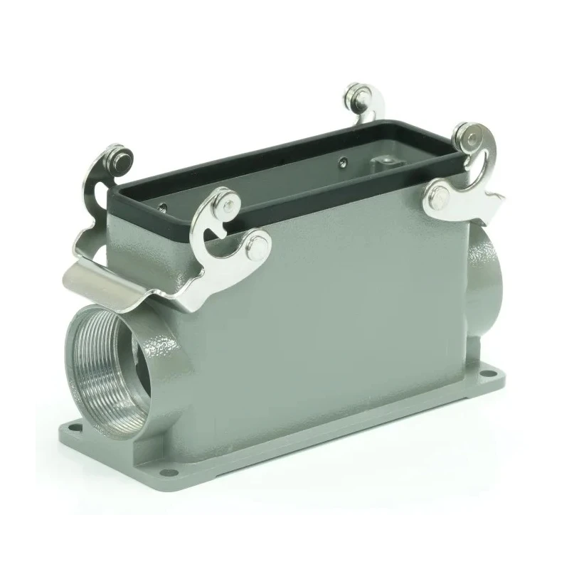 RS PRO Heavy Duty Power Connector Housing Surface Mount Die Cast Aluminium Body IP65 2 Lever M40 Thread 208-4040